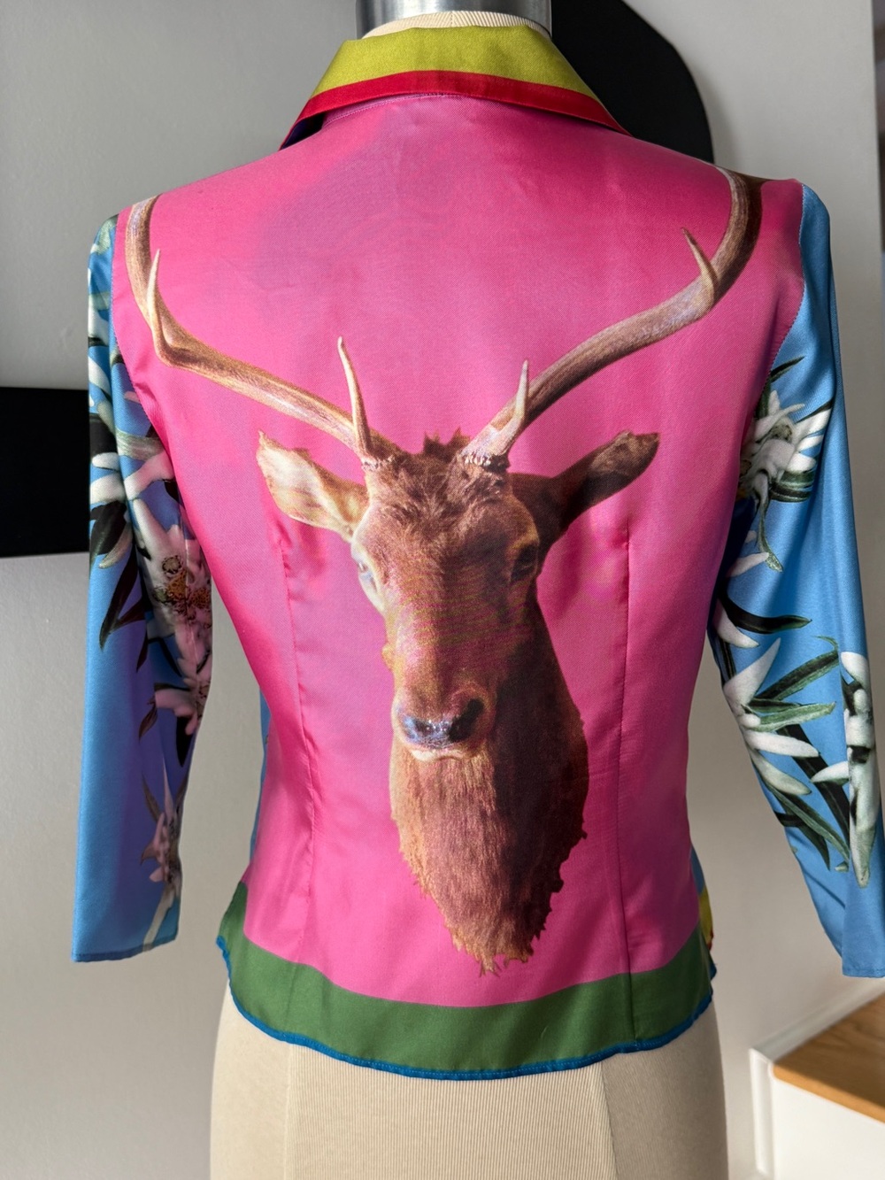 Vintage Paul Smith Silk Stag Deer Edelweiss Blouse runway rare✨ sz 2/4